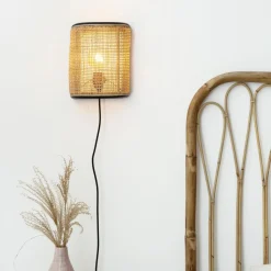 Made in Meubles Applique<Applique murale demi cercle en rotin et cannage Rim