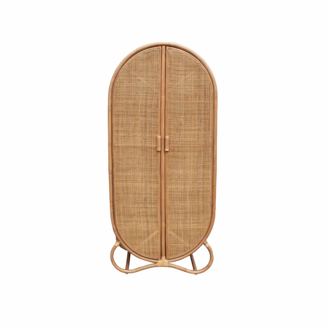 Made in Meubles Armoire<Armoire arrondie en rotin 4 étagères Rim