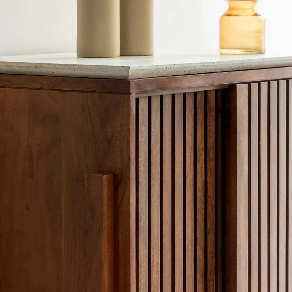 Made in Meubles Armoire<Armoire en bois d'acacia et terrazzo Kaelis