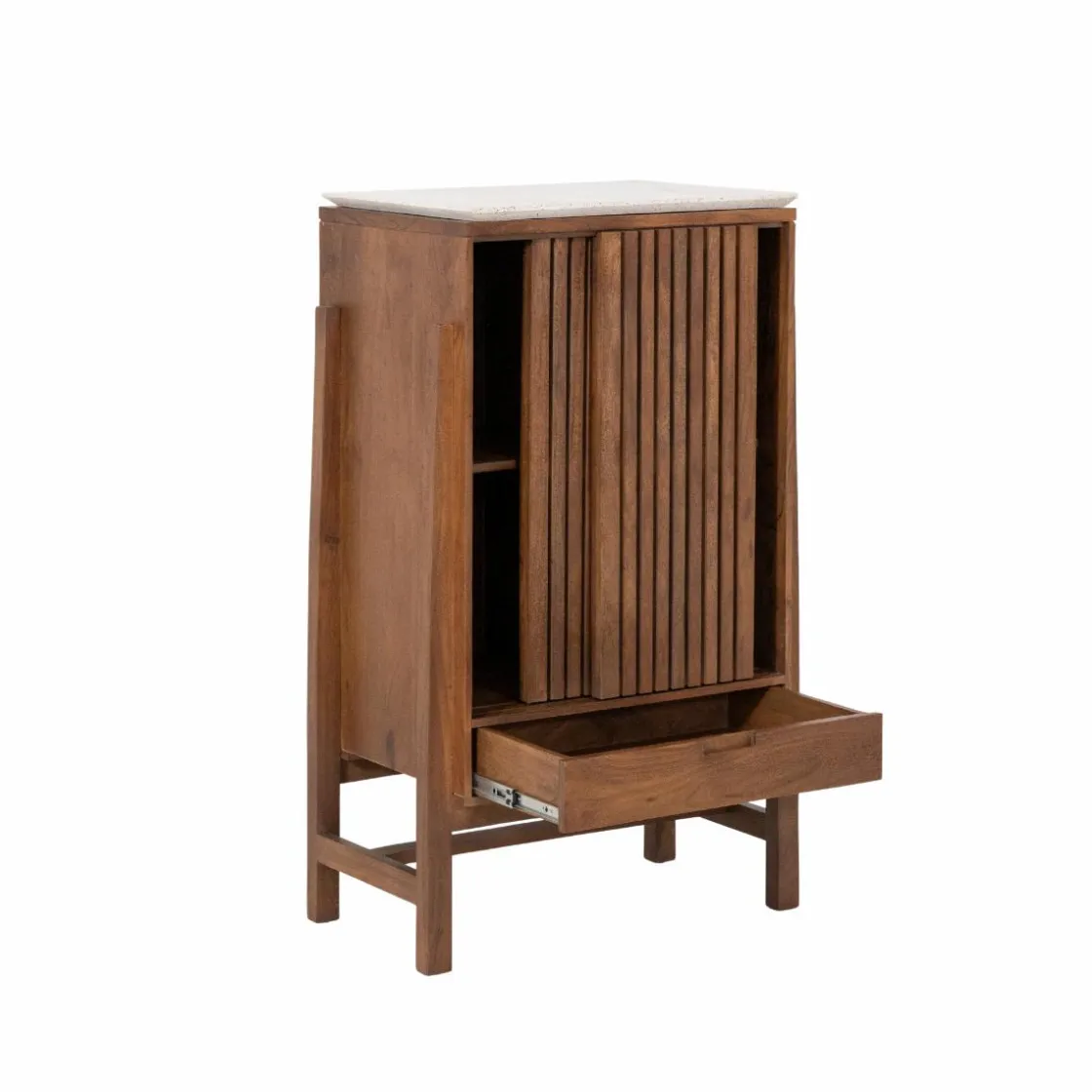 Made in Meubles Armoire<Armoire en bois d'acacia et terrazzo Kaelis