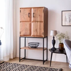 Made in Meubles Armoire<Armoire en bois d'acacia et métal Ava