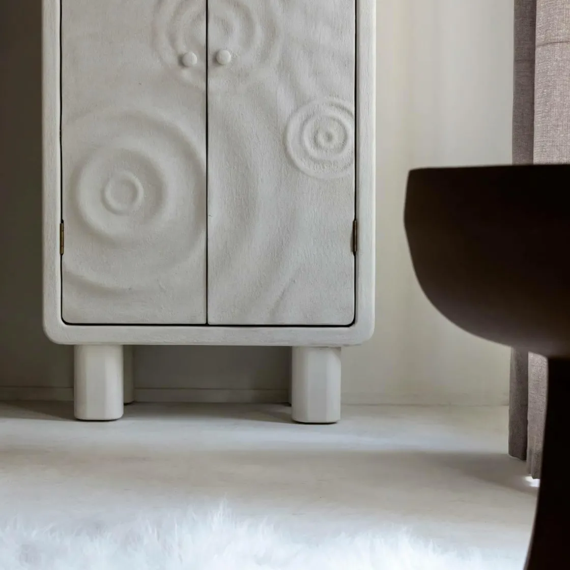 Made in Meubles Armoire|Meuble De Rangement<Armoire en bois effet béton blanc Danaé