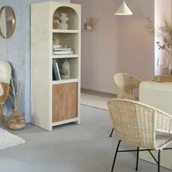 Made in Meubles Armoire<Armoire en bois effet béton et bois d'acacia Dalva