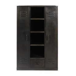 Made in Meubles Armoire<Armoire en métal noir 2 portes Locker