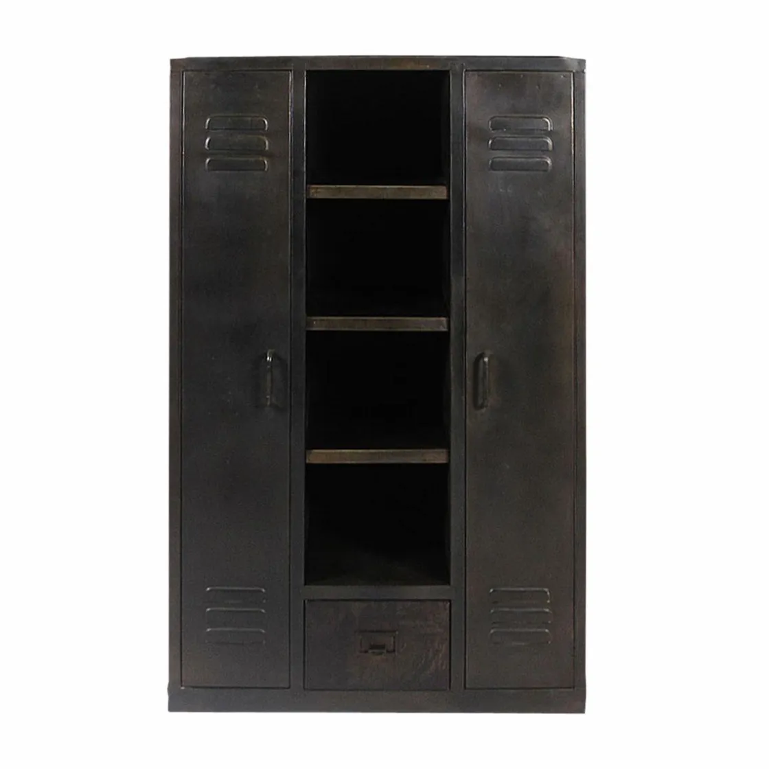Made in Meubles Armoire<Armoire en métal noir 2 portes Locker