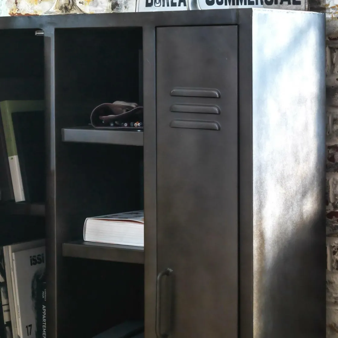 Made in Meubles Armoire<Armoire en métal noir 2 portes Locker