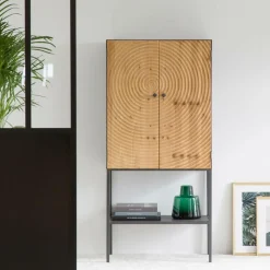 Made in Meubles Armoire<Armoire en pin et métal Rondin