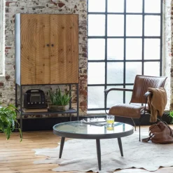 Made in Meubles Armoire<Armoire en pin et métal Rondin