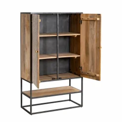 Made in Meubles Armoire<Armoire sculpté en bois de manguier et métal Luz