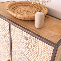 Made in Meubles Armoire<Armoire sculpté en bois de manguier et métal Luz