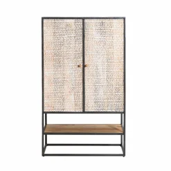 Made in Meubles Armoire<Armoire sculpté en bois de manguier et métal Luz
