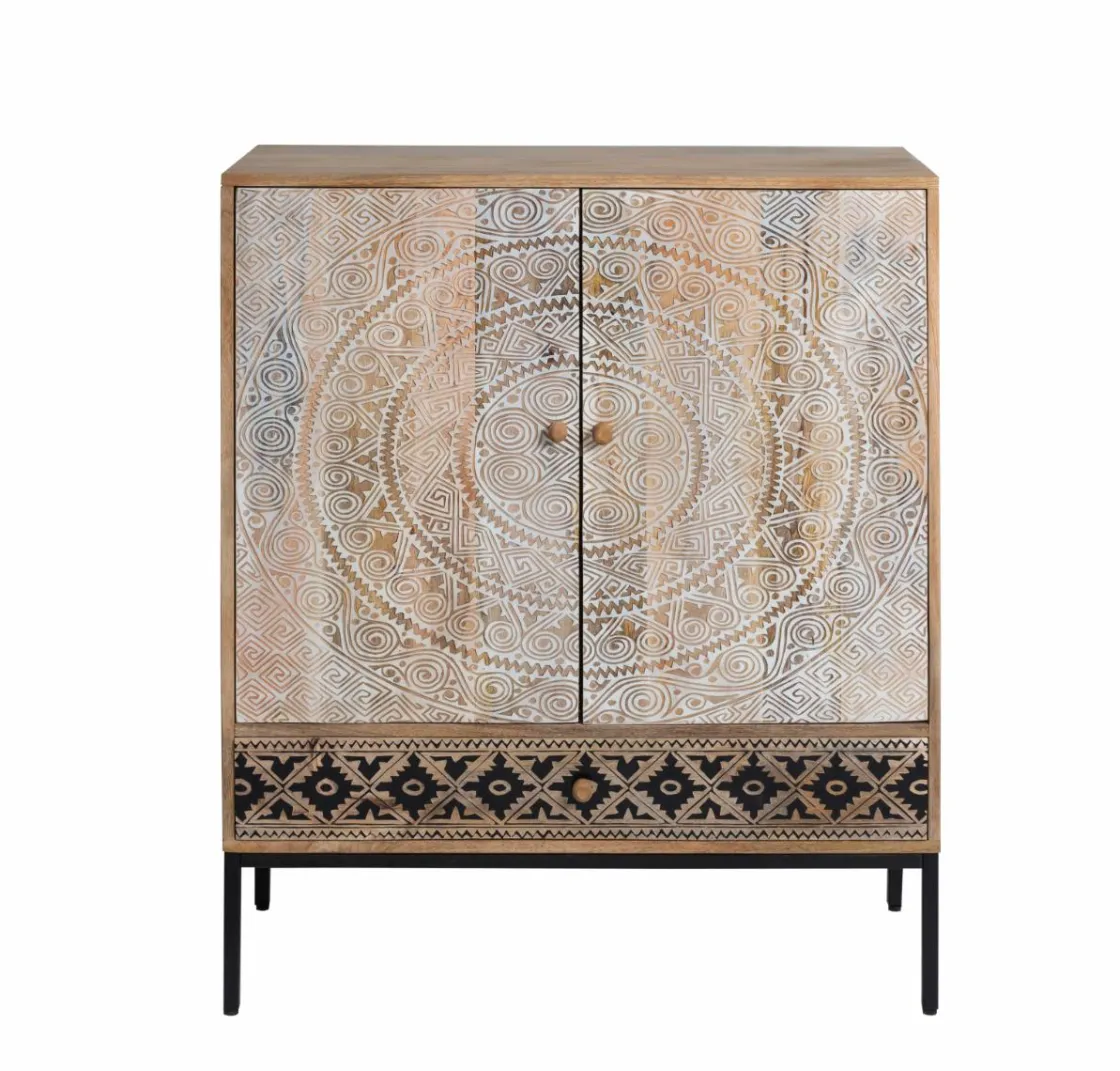 Made in Meubles Armoire<Armoire sculptée en bois de manguier Marc