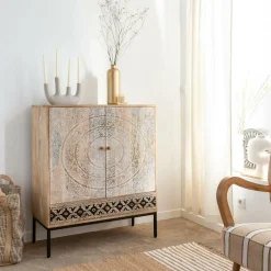 Made in Meubles Armoire<Armoire sculptée en bois de manguier Marc