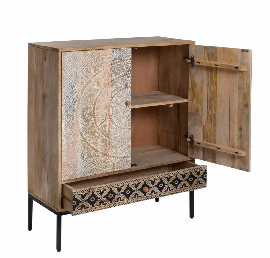 Made in Meubles Armoire<Armoire sculptée en bois de manguier Marc