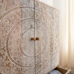 Made in Meubles Armoire<Armoire sculptée en bois de manguier Marc