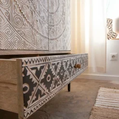 Made in Meubles Armoire<Armoire sculptée en bois de manguier Marc