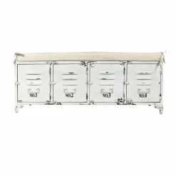 Made in Meubles Banc<Banc avec rangement en métal blanc Félicie