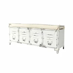 Made in Meubles Banc<Banc avec rangement en métal blanc Félicie