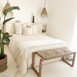 Made in Meubles Banc<Banc en bois d'acacia et laine Marietta