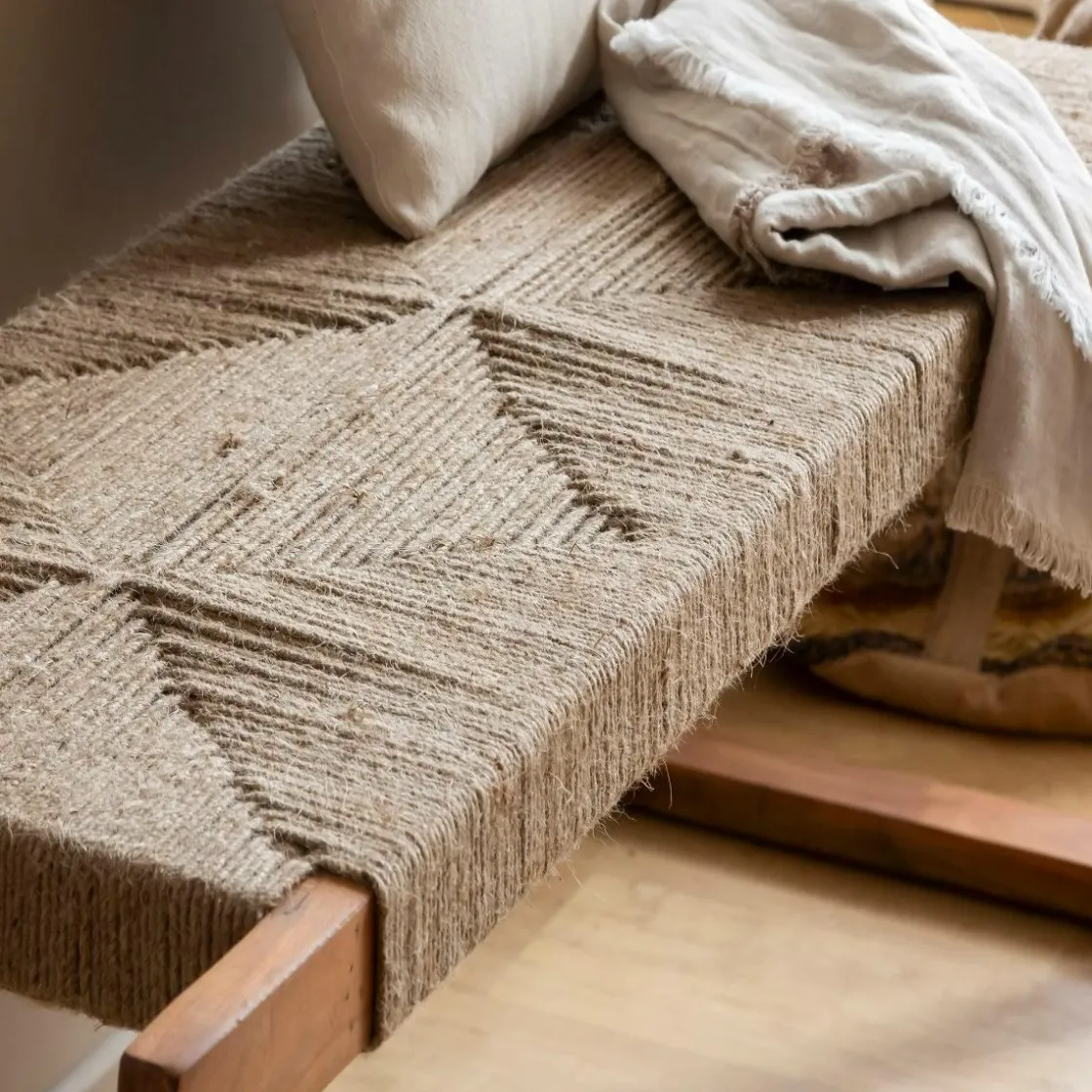 Made in Meubles Banc<Banc en bois d'acacia et laine Marietta