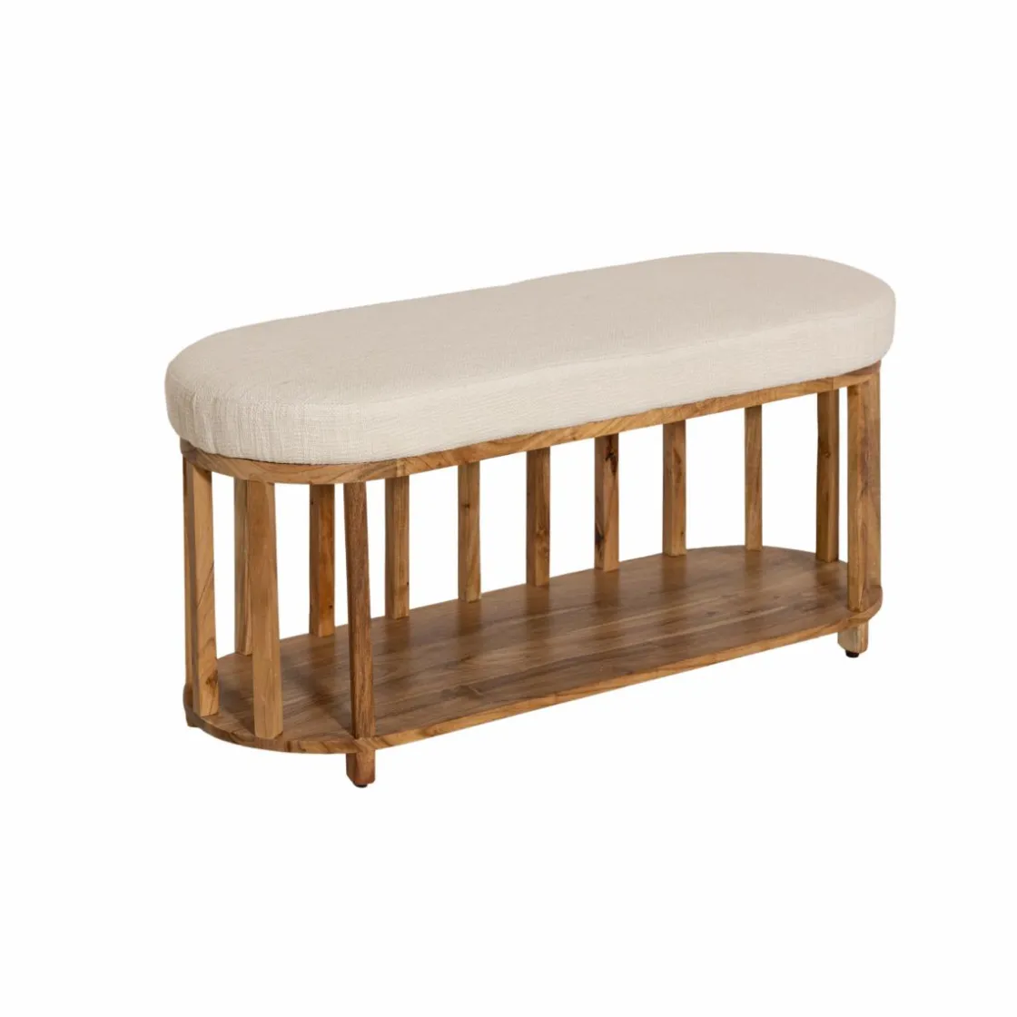 Made in Meubles Banc<Banc en bois d'acacia et tissu Orane