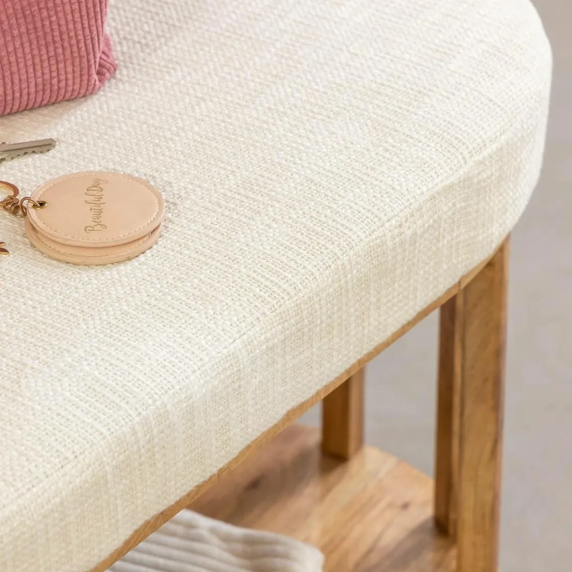 Made in Meubles Banc<Banc en bois d'acacia et tissu Orane