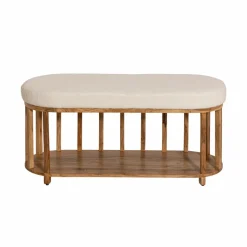 Made in Meubles Banc<Banc en bois d'acacia et tissu Orane