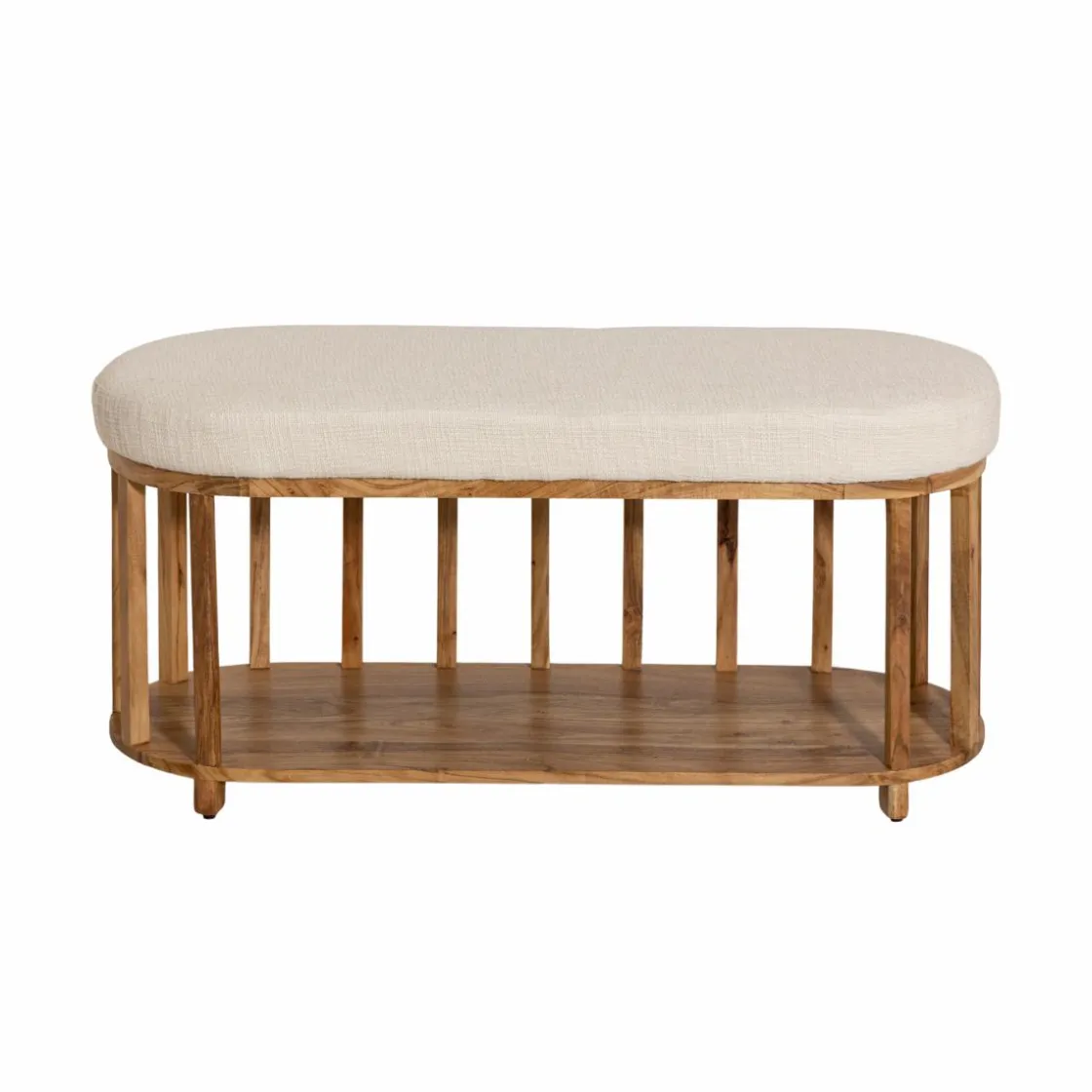Made in Meubles Banc<Banc en bois d'acacia et tissu Orane