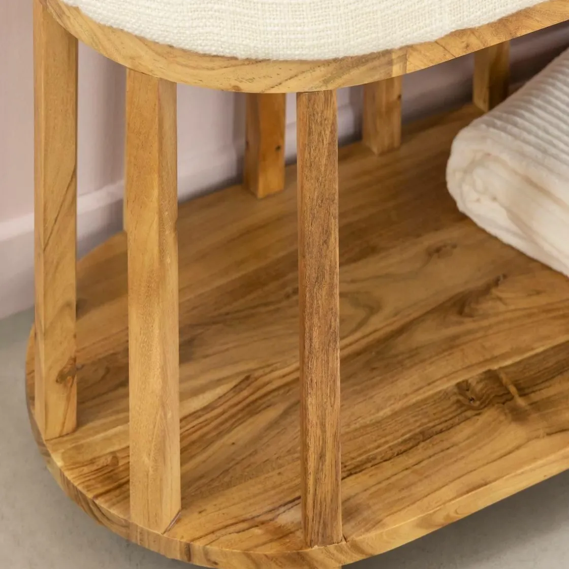 Made in Meubles Banc<Banc en bois d'acacia et tissu Orane