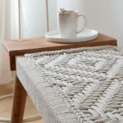 Made in Meubles Banc<Banc en bois de manguier tissage Bertille