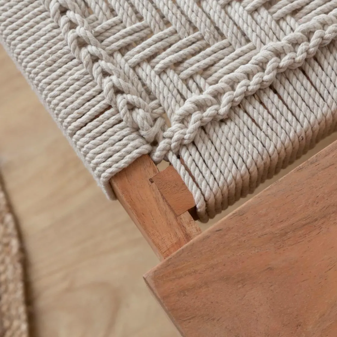 Made in Meubles Banc<Banc en bois de manguier tissage Bertille