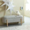 Made in Meubles Banc<Banc en bois de pin et tissu bouclette gris clair Nério