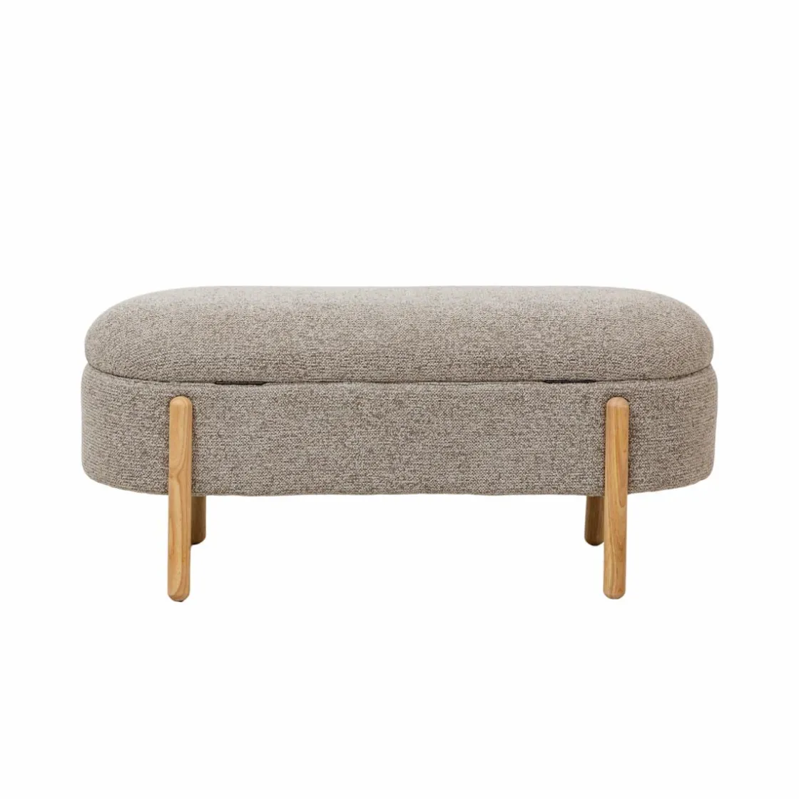 Made in Meubles Banc<Banc en bois de pin et tissu bouclette gris clair Nério