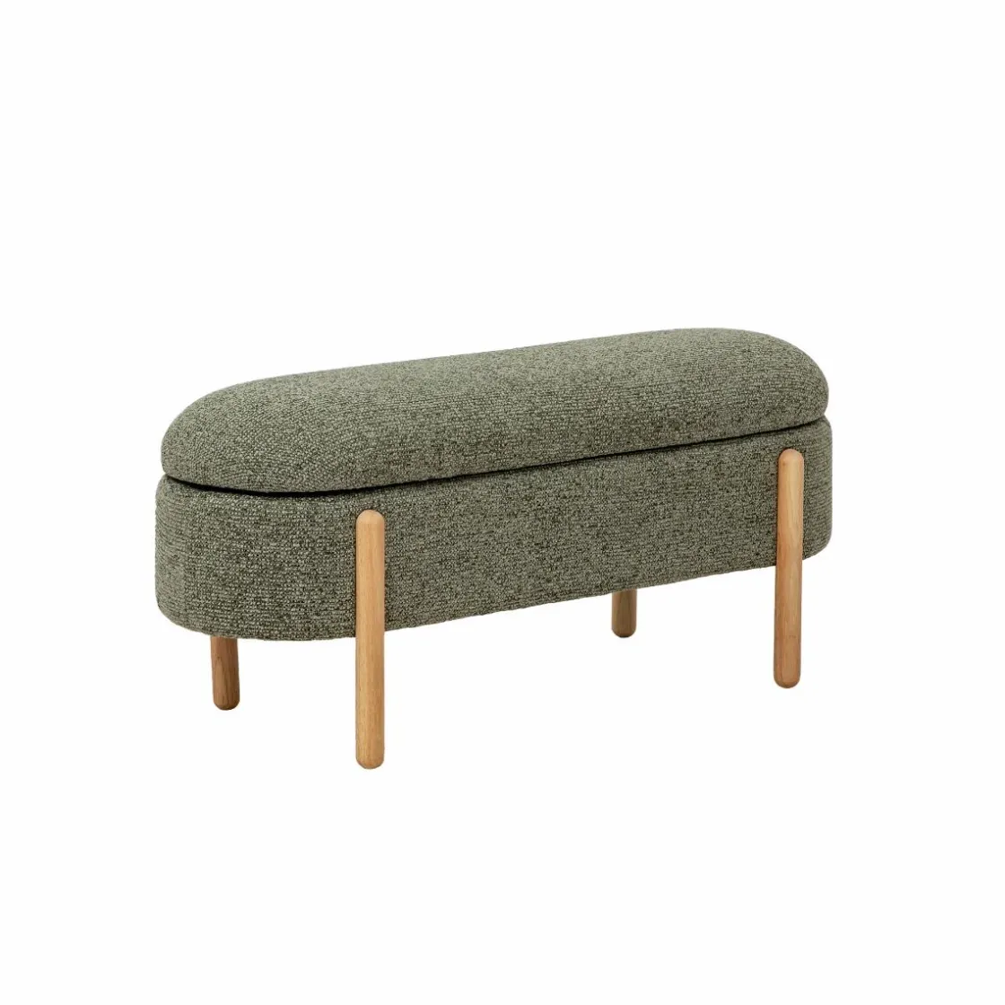 Made in Meubles Banc<Banc en bois de pin et tissu bouclette vert Nério