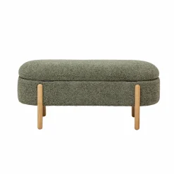 Made in Meubles Banc<Banc en bois de pin et tissu bouclette vert Nério