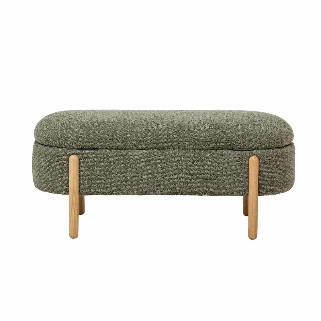 Made in Meubles Banc<Banc en bois de pin et tissu bouclette vert Nério