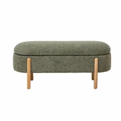 Made in Meubles Banc<Banc en bois de pin et tissu bouclette vert Nério