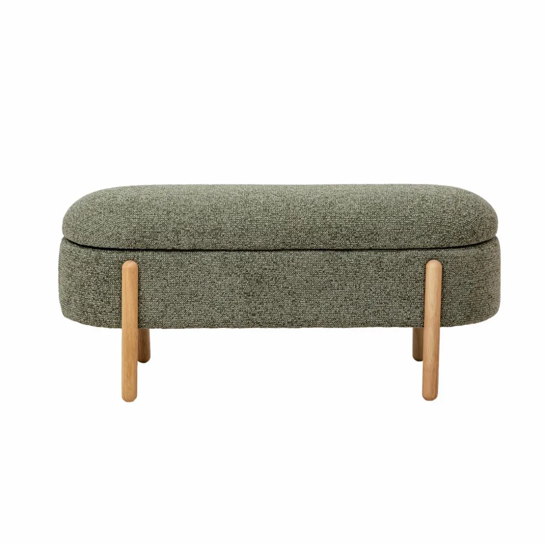 Made in Meubles Banc<Banc en bois de pin et tissu bouclette vert Nério