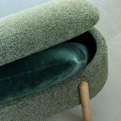 Made in Meubles Banc<Banc en bois de pin et tissu bouclette vert Nério