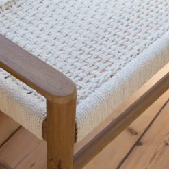 Made in Meubles Banc<Banc en bois de teck et tissu Pénélope