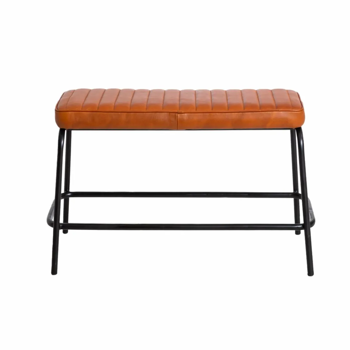 Made in Meubles Banc<Banc en cuir marron et métal noir Lucien