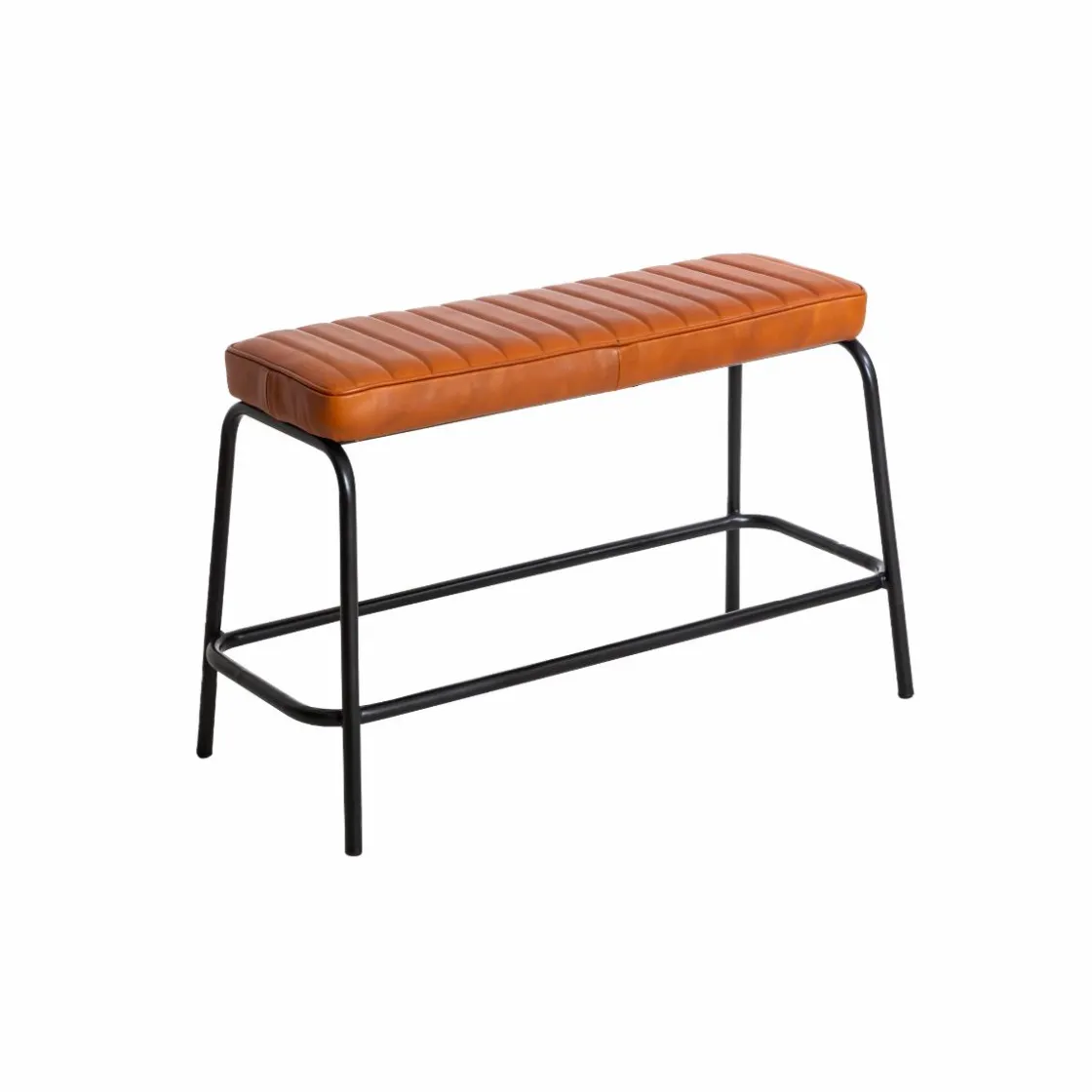 Made in Meubles Banc<Banc en cuir marron et métal noir Lucien