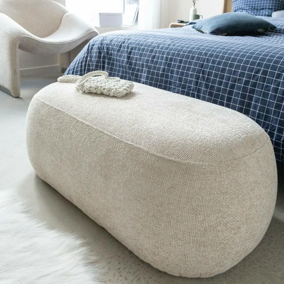 Made in Meubles Banc<Banc en tissu écru Lola