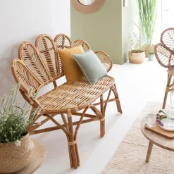 Made in Meubles Fauteuil|Canapé<Banquette fleur en rotin Rattan