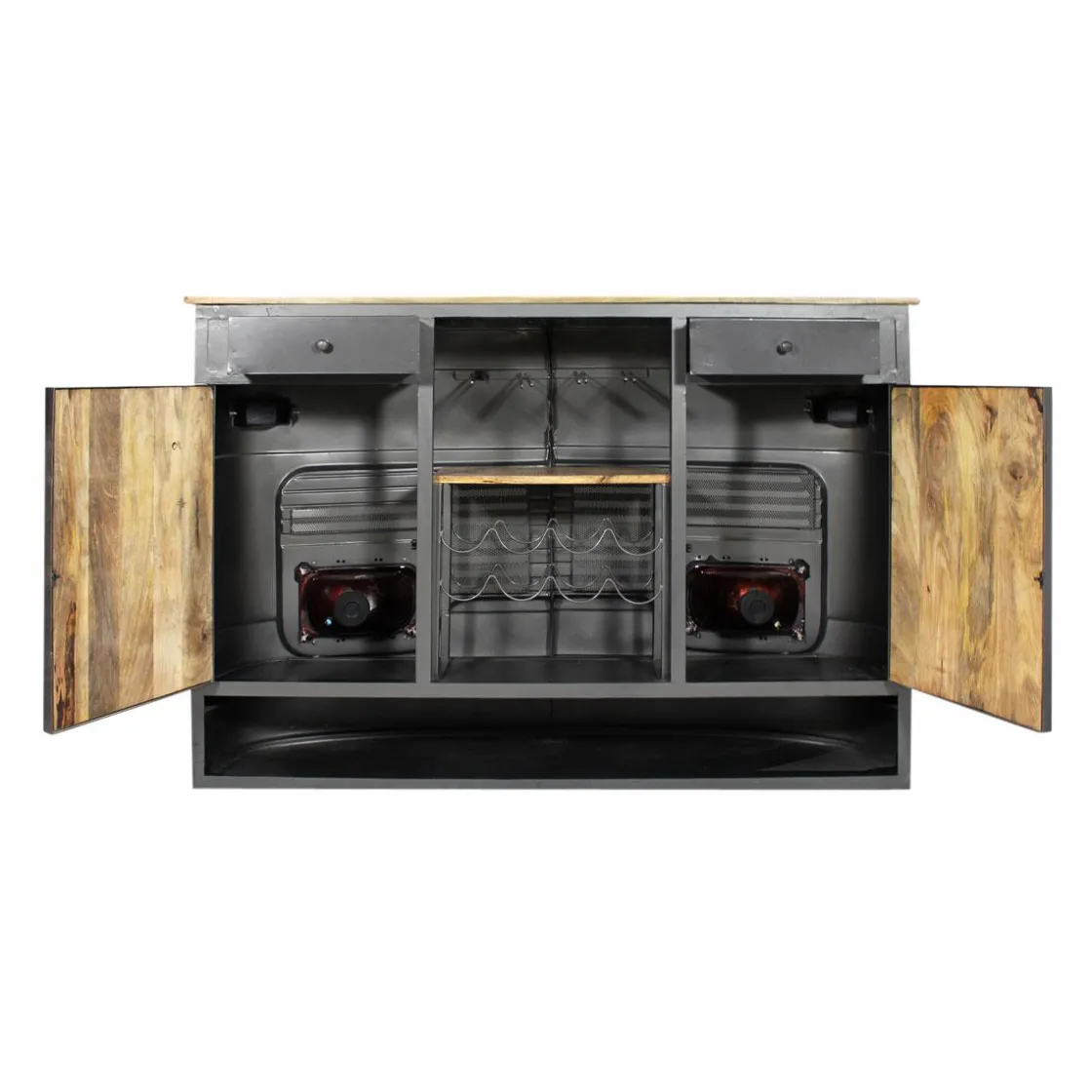 Made in Meubles Meuble Bar<Bar camion en métal gris Tata