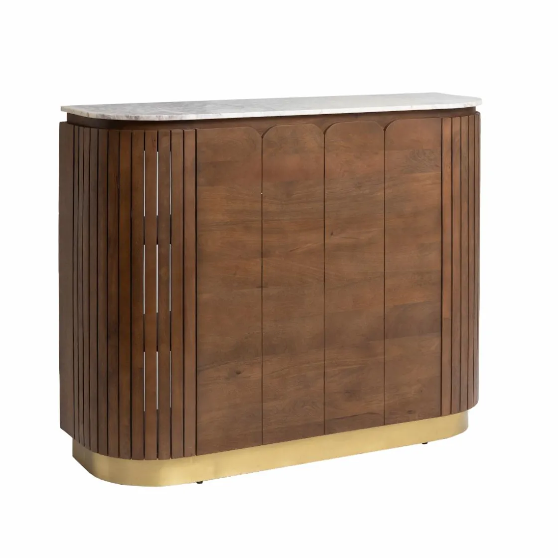 Made in Meubles Meuble Bar<Bar en bois de manguier et marbre blanc Sienne