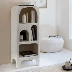 Made in Meubles Bibliothèque|Etagère<Bibliothèque en bois effet béton blanc Danaé