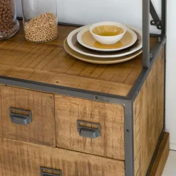 Made in Meubles Bibliothèque<Bibliothèque en métal et bois de manguier Marcel