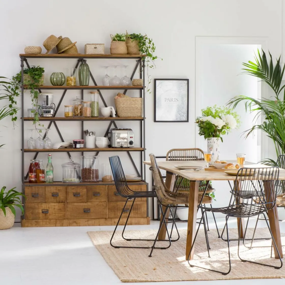 Made in Meubles Bibliothèque<Bibliothèque en métal et bois de manguier Marcel