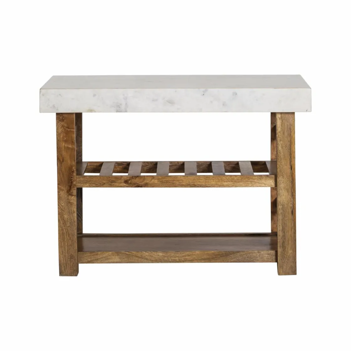 Made in Meubles Ilot Central<Billot en marbre et bois Louca